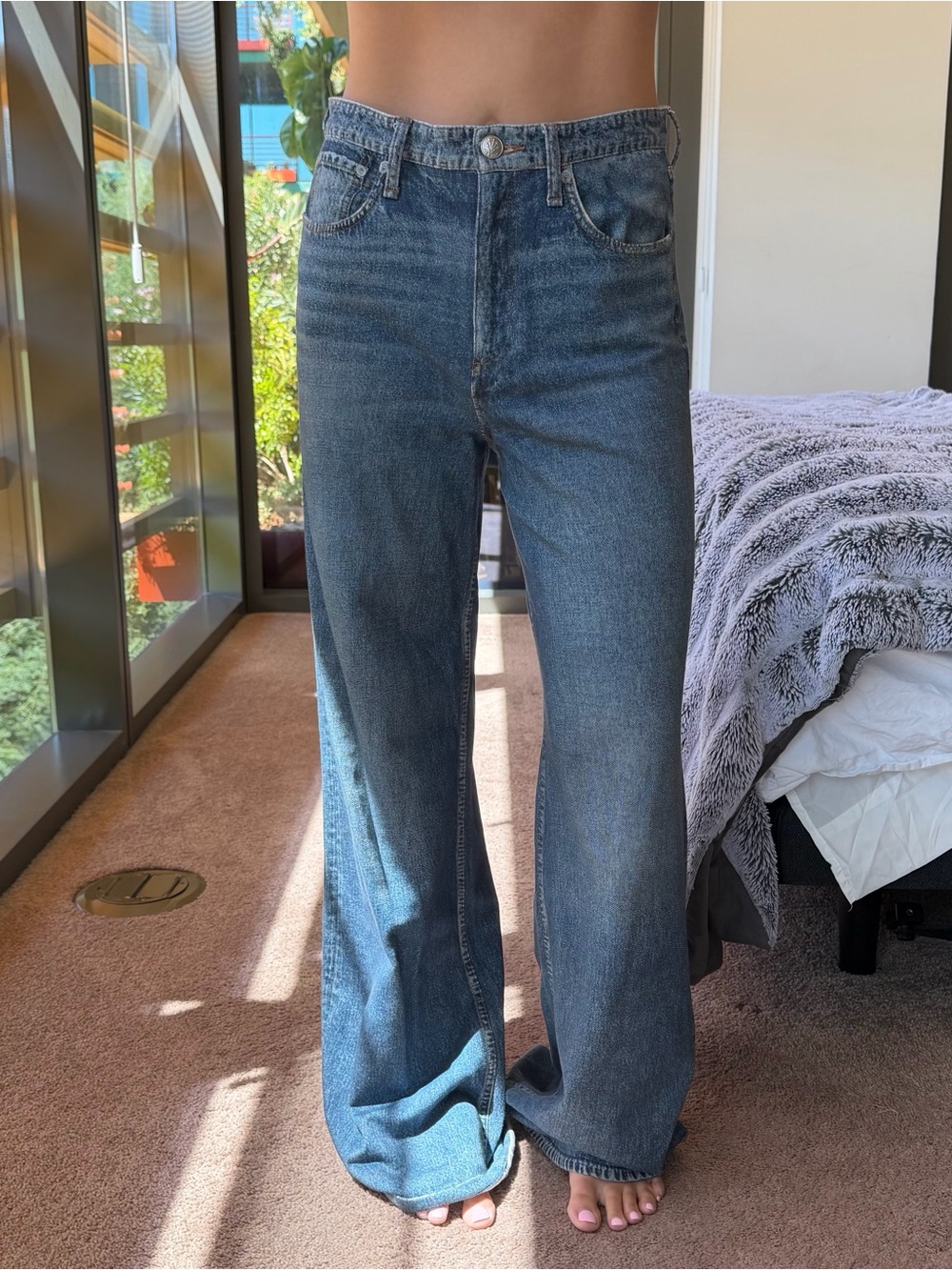 Rag & Bone Miramar Sweatpant Jeans With Real Button and Zipper